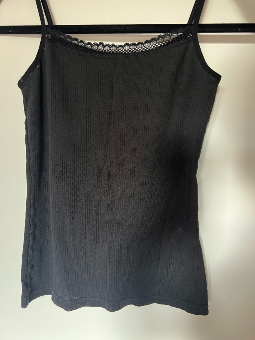 Black Lace Pointelle Tank Top/Camisole